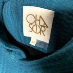 Chaser Waffle Knit Thermal Long Sleeve Hoodie Blue Medium Drop Shoulder Sweater Photo 2