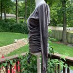 Garnet Hill  Top Womens Gray Mock Wrap Stretch Boho Blouse Xs X-small Photo 2