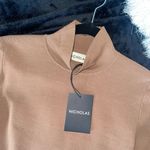 NICHOLAS Gael Cropped Crystal Long Sleeve Top in Nude Silver Size M Photo 7