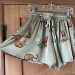 NWOT MABLE Boutique Sage Green Satin Cheetah Drawstring Pull On Shorts Small​ Photo 1
