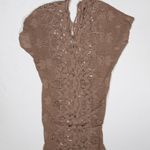 Miguelina Cotton Allover Sheer Floral Lace Long Pullover Maxi Dress Caftan Brown Photo 0