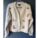 Forever 21 Women's Cream Cable Knit Button-Up Cardigan Sweater, Size Large Photo 0