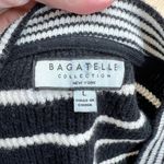 Bagatelle  Striped Super Soft V-Neck Cardigan Sweater Black Ivory Size Large Photo 8