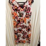 Connected Apparel  Floral Print Sleeveless Dress‎ White Orange Red Size 14 Photo 5