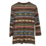 CHAPS 1990s Vintage  Brown Western Tribal Ruffle Blouse Large Southwestern Photo 1