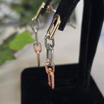 Boutique Tricolor Gold Paperclip Chain Link Drop Dangle Earringd Photo 2