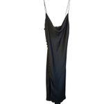 ZARA Black Satin Cowl Neck Slip Midi Dress Side Button Detail Elegant Medium Photo 4