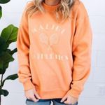 Bailey Rose Medium Embroidered “Malibu Athletics” Peach Crewneck Pullover NWOT Orange Photo 0