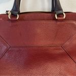 Iacucci Italian Pebbled Leather Suede Satchel Handbag Red Oxblood Blue Handles Photo 12