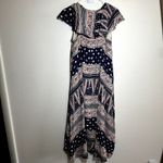 Anthropologie  Maeve Summertide Swing Dress Cap Sleeve V-Neck Boho Blue Pink XS Photo 7