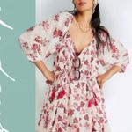 Free People  Carmella Mini Floral Boho Cotton Dress Pink Florals Photo 1