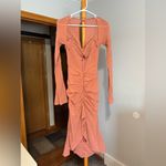 House Of CB  Reine Long Sleeve Silk Blend Cutout Midi Dress Photo 3