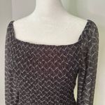 Anthropologie  black pattern smocked off-the shoulder long sleeve top size S Photo 4