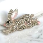 VTG Easter Rhinestone Pave Adorable Peter‎ Cottontail Bunny Brooch White Photo 0
