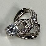 Pendant Necklace Slide CZ Rhinestones Silver Color Metal Lots of Sparkle Photo 13