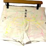 No Boundaries Vintage Look 80’s High Waisted White Shorts Neon Graffiti Jr Size 11 Photo 2