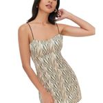 For Love & Lemons  Tan Animal Print Mini Dress US L Photo 0