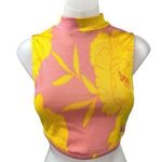 ZARA  Women's Pink Yellow Floral Print High Neck Sleeveless Crop Tank Top Size S Photo 0