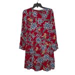Old Navy  Dress Size Medium Red‎ Floral Womens Boho V-Neck Tassel LS 100% Rayon Photo 7