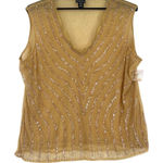 Ny Collection  Sheer Beaded Top Sz 3X Sleeveless Gatsby Glam Y2K Party Ruffle Photo 0