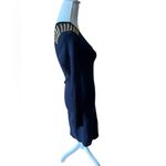 Michael Kors  Navy Blue Gold Studded‎ Shoulder Long Sleeve Dress Photo 3