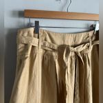 Jones New York Linen Midi Skirt Tan A-Line Belted High Waist Size 12 Photo 2