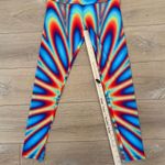 Electro Threads Vibrant Multicolor Rainbow Tie Dye Retro Yoga Workout Leggings Blue Size M Photo 7