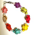 Turtle beaded colorful bracelet Sterling silver clasp Photo 1