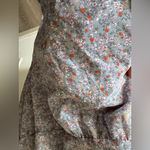 Rokoko Blue Floral Flowy Cottagecore Tiered Maxi Dress Criss Cross Back Photo 2