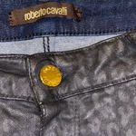 Roberto Cavalli Coated Leopard 5 pocket fit Midrise Skinny Jeans 🆕 42 “Nero” Photo 9