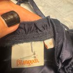 Blingual Navy Satin Midi Dress with Art Nouveau Print – Size 2 Black Photo 6