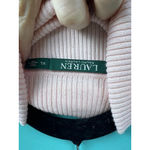 Lauren Ralph Lauren Mock Neck Ribbed Knit Top XL Pink Long Sleeve Stretch Photo 1