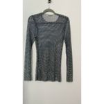 Free People NEW  Women's Navy Filter Finish Long Sleeve Metallic Mesh Small Punk Photo 4