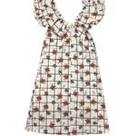 ZARA NWT Floral Windowpane Floral White Ruffle Sleeve Midi Dress Chic Sz S Photo 3