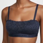 Victoria's Secret Bralette Womens M Navy Blue Lace Logo Band Wireless Unlined Photo 0