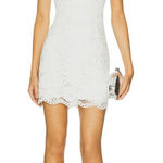 Likely Isa Dress in White 6 New Womens Lace Crystal Pearl Trim Mini Photo 0