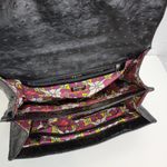 Guess Womens Shoulder Bag Black Ostrich Embossed Faux Leather Accordion Clutch Photo 42