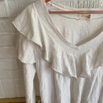 Nation Ltd Kelsey Ruffled Romance Tee Long Sleeve V-Neck White Shirt Size L Photo 3
