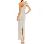 Mac Duggal Ieena  Champagne and Silver Sequin One Shoulder Gown Size 8 Photo 2