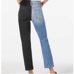 frame denim Frame Le Sylvie Slender Straight Jeans Size 24 Black Indigo Mix Two Tone Edgy Photo 1