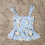 American Eagle Smocked Crop Tank Top Sleeveless Blue Floral Size XS Flowy Light Photo 1