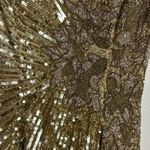Mac Duggal BEADED embellished FLORAL SLEEVELESS GOWN in gold with slit size 2 Photo 6