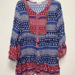 Velzera  Woman’s 2XL Red Tassel Tie Bohemian Bell Sleeve Mini Dress Boho Girl Photo 0