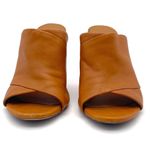 Vince Heath Leather Peep Toe High Block Heeled Mule Cognac Brown Women’s Size 8 Photo 6