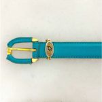 Christian Dior Teal Skinny Leather Vintage Logo Belt Photo 8