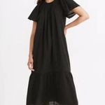 Madewell Black Embroidered Smocked Midi Dress S Photo 1
