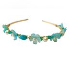 Fairy Headband with Lucite Flowers, Turquoise, Czech Glass and Glass Pearls Blue Photo 1