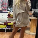 American Eagle  Outfitters Tan and White Striped Mini Skirt Large Photo 4