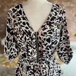 Bebe  Jumpsuit Leopard Animal Print Blouson Ankle Length S Dual Leg Cuff Party Photo 2