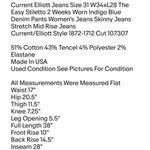 Current/Elliott Current Elliott Jeans Size 31 W34xL28 The Easy Stiletto 2 Weeks Worn Indigo Blue Denim Pants Photo 1